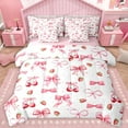 thumbnail image 1 of Castle Fairy Cute Ribbon Bowtie Bedding Comforter Set 7pcs for Teens Adults Female,Dreamy Princess Queen Bedding Sets Super Cozy,Cute Strawberry Cherry Queen Sheet Sets,Ultra Soft Home Decor, 1 of 8