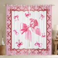 thumbnail image 1 of Castle Fairy Cute Ribbon Bowtie Blackout Curtains Set of 2 (52x84 Each) for Teens Adults Female,Bling Pink Glitter Window Curtains,Dreamy Princess Curtains and Drapes,Ultra Soft Home Decor, 1 of 6