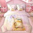 thumbnail image 1 of Castle Fairy Cute Sloth Bedding Comforter Set 7pcs for Preppy Child,Floral Dandelion Queen Bedding Sets Super Cozy,Cartoon Flower Animal Queen Sheet Sets,Gradient Home Decor,Reversible, 1 of 8
