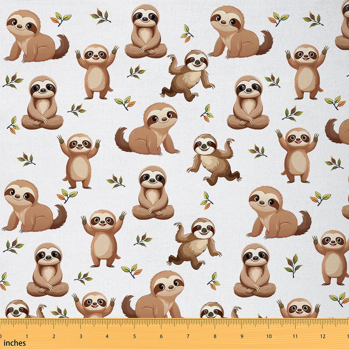 Castle Fairy Cute Sloth Fabric by the Yard 5 Yard,Brown White Sewing ...