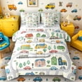 thumbnail image 1 of Castle Fairy Cute Town Road Bedding Comforter Set 7pcs for Kids, Whimsical House Car Queen Bedding Sets for Bedroom, Green Yellow, 1 of 7