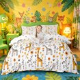 thumbnail image 1 of Castle Fairy Cute White Floral Giraffe Duvet Cover Queen,Cartoon Wildflower Animal Queen Bedding,Orange Gray,Reversible,3-Piece,No Comforter,1 Duvet Cover and 2 Pillowcases, 1 of 6
