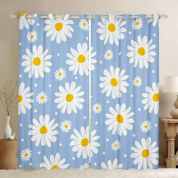 Castle Fairy Daisy Flower Curtains Pack of 2 (42x84 Each) for Girls,Spring Graden Curtains Blackout,Polka Dots Bedroom Curtains,Super Cozy Room Decor