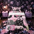 thumbnail image 1 of Castle Fairy Dark Coquette Skull Raven Twin Sheets 3pcs,Vintage Romantic Floral Butterfly Bedding,Pink Black,1 Fitted Sheet,1 Flat Sheet and 1 Pillowcase, 1 of 6