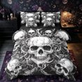 thumbnail image 1 of Castle Fairy Dark Gothic Skull 7-Piece Twin Bedding,Happy Halloween Bedding Comforter Set,White Black,Black Reversible, 1 of 7