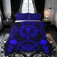 thumbnail image 1 of Castle Fairy Dark Royal Skull Full Size Comforter Sets 3-Piece,Chain Vintage Damask Square Pattern Bedding Comforter Set,Violet Blacks,1 Comforter and 2 Pillowcases,Black Reversible, 1 of 6