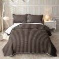 thumbnail image 1 of Castle Fairy Dark Vintage Strip Quilt Full 3-Piece,Mid Century Linear Texture Full Bedspread Sets,Taupe Coffee Brown,1 Coverlet and 2 Pillowcases, 1 of 7