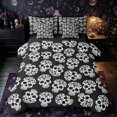thumbnail image 1 of Castle Fairy Day Of The Dead Skull Full Size Bedding Sets 7 Pieces,Floral Sugar Skeleton Halloween Allover Full Size Bed in a Bag,White Black,Black Reversible, 1 of 7