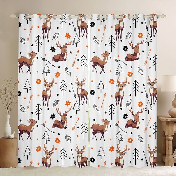 Castle Fairy Deer Curtains Pack of 2 (42x84 Each),Polka Dots Flowers Curtains Blackout