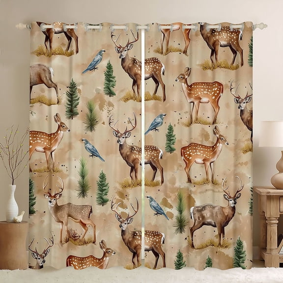Castle Fairy Deer Fish Blackout Curtains Set of 2 (52x84 Each),Animal Window Curtains