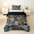 thumbnail image 1 of Castle Fairy Dinosaur Monster Truck Twin Bedding for Toddlers, Racing Flag Print Duvet Cover Set for Playroom, Gray Green,Black Reversible,2pcs,No Comforter, 1 of 6