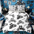 thumbnail image 1 of Castle Fairy Dirt Bike Pattern Bedding Comforter Set 7 Pieces for Boys, "Braaap" Print Full Bedding Set for Bedroom, Black White,Grey Reversible, 1 of 7