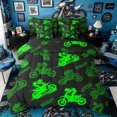 thumbnail image 1 of Castle Fairy Dirt Bike Pattern Bedding Comforter Set 7pcs for Teens, "Braaap" Art Queen Bedding Sets for Bedroom, Green Black,Black Reversible, 1 of 7