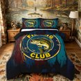 thumbnail image 1 of Castle Fairy Distressed Wood Fishing Club Sign Full Size Comforter Sets 3-Piece,Largemouth Bass Vintage Round Emblem Bedding Comforter Set,Teal Brown,Black Reversible,1 Comforter and 2 Pillowcases, 1 of 6