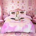 thumbnail image 1 of Castle Fairy Dreamy Cartoon Black Princess Duvet Cover King,Sparkle Rainbow Cloud King Bedding,Pink Rainbow,Pink Reversible,1 Duvet Cover and 2 Pillowcases, 1 of 6