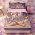 thumbnail image 1 of Castle Fairy Dreamy Initial E Zipper Twin Comforter Sets with Fitted Sheet and 2 Pillowcases,Ribbon Bow Ballet Zipper Bedding Set,Blush Beige Mauve,4-Piece, 1 of 6