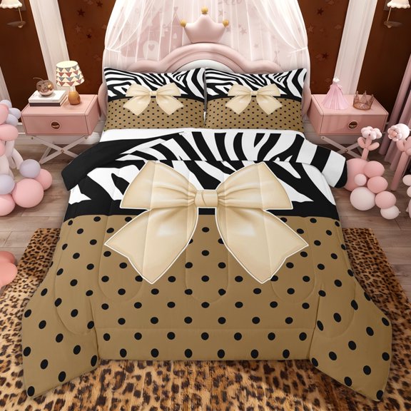 Castle Fairy Dreamy Princess Queen Comforter Set,Zebra Print Bedding Comforter Set