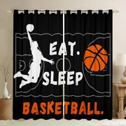 Castle Fairy Eat Sleep Basketball Black Out Curtains for Teens Boys,Sport Theme Curtains Pack Of 2 (42X63 Each),Ball Gamer Bedroom Curtains,Luxury Bedroom Decor