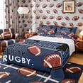 thumbnail image 1 of Castle Fairy Eat Sleep Football King Sheets 4pcs, Rugby Court Bedding, Navy Brown,1 Fitted Sheet, 1 Flat Sheet and 2 Pillowcases, 1 of 6