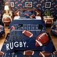 thumbnail image 1 of Castle Fairy Eat Sleep Football Twin Comforter Sets 2pcs, Rugby Court Bedding Set, Navy Brown,Navy Blue Reversible,1 Comforter and 1 Pillowcase, 1 of 6