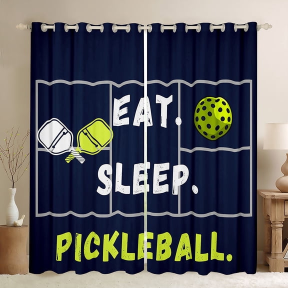 Castle Fairy Eat Sleep Pickleball Boy Blackout Curtains Set of 2 (52x84 Each),Sport Game Window Curtains,Ball Gaming Curtains and Drapes,Super Cozy Room Decor