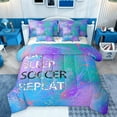 thumbnail image 1 of Castle Fairy Eat Sleep Soccer Twin Bedding Sets 7-Piece for Children Teens Adults,Graffiti Splash Bedding Comforter Set Microfiber,Gradient Blue Purple Green Breathable Sheet Sets, 1 of 8