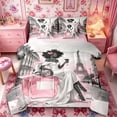 thumbnail image 1 of Castle Fairy Elegant Black Woman Twin Bedding 7-Piece,Romantic Paris Eiffel Tower Bedding Comforter Set,Pink,Pink Reversible, 1 of 7