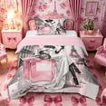 thumbnail image 1 of Castle Fairy Elegant Black Woman Twin Comforter Sets 2pcs,Romantic Paris Eiffel Tower Bedding Set,Pink,Pink Reversible,1 Comforter and 1 Pillowcase, 1 of 6