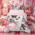 thumbnail image 1 of Castle Fairy Elegant Black Woman Twin Duvet Cover,Romantic Paris Eiffel Tower Twin Bedding,Pink,Pink Reversible,1 Duvet Cover and 1 Pillowcase, 1 of 6