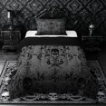 thumbnail image 1 of Castle Fairy Elegant Damask Skull Twin Comforter Sets 2pcs,Flowing Bedding Set,Gray Black,1 Comforter and 1 Pillowcase,Black Reversible, 1 of 6