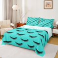 thumbnail image 1 of Castle Fairy Elegant Eyelash 4 Pieces Queen Sheet Sets for Adults Female Women,Black Teal Ultra Soft Flat Sheet,Bling Makeup Queen Fitted Sheet,Lightweight Room Decor, 1 of 7