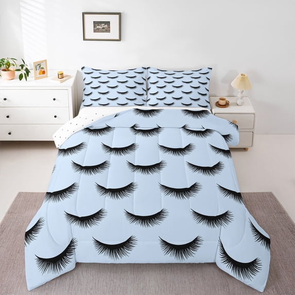 Castle Fairy Queen 3-Piece Eyelash Comforter Set - Bling Makeup Princess Bedding
