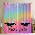 thumbnail image 1 of Castle Fairy Elegant Glitter Eyelash Black Out Curtains for Teens Girls,Bling Makeup Curtains Pack of 2 (42x63 Each),Abstract Gradient Bedroom Curtains,Breathable Home Decor, 1 of 6