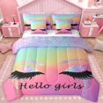 thumbnail image 1 of Castle Fairy Elegant Glitter Eyelash Twin Bedding Sets 7-Piece for Teens Girls,Bling Makeup Bedding Comforter Set Microfiber,Abstract Gradient Breathable Sheet Sets,Breathable Home Decor,Reversible, 1 of 8