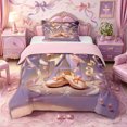 thumbnail image 1 of Castle Fairy Elegant Letter A Twin Comforter Sets 2pcs,Ballet Slipper Design Bedding Set,Pastel Pink Gold,1 Comforter and 1 Pillowcase, 1 of 6