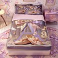thumbnail image 1 of Castle Fairy Elegant Letter A Zipper Twin Comforter Sets with Fitted Sheet and 2 Pillowcases,Ballet Slipper Design Zipper Bedding Set,Pastel Pink Gold,4-Piece, 1 of 6