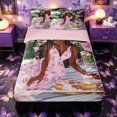 thumbnail image 1 of Castle Fairy Elegant Woman In Rose Garden Picnic Zipper Full Size Comforter Sets with Fitted Sheet and 2 Pillowcases,Pastel Floral Dress Pattern Zipper Bedding Set,Pink Reversible,4pcs, 1 of 6