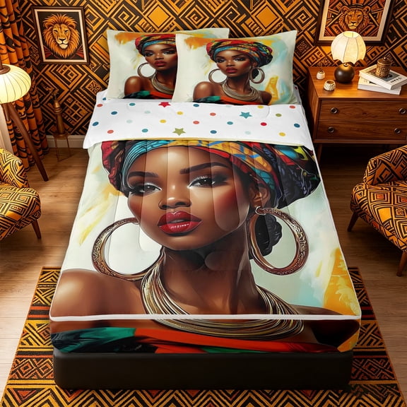 Castle Fairy Elegant Woman Wearing Headwrap Zipper Twin Comforter Sets with Fitted Sheet and 2 Pillowcases,Watercolor Artwork Zipper Bedding Set,White Cyan Pink,4-Piece