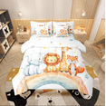 thumbnail image 1 of Castle Fairy Elephant Lion Giraffe Fox 7-Piece Twin Bedding Sets for Kids,Cartoon Rainbow Bedding Comforter Set,Kawaii Animal Breathable Sheet Sets,Microfiber Bedroom Decor, 1 of 8