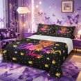 thumbnail image 1 of Castle Fairy Empowering Girl With Crown Motif King Sheets 4pcs,Colorful Polka Dots Bedding,Black Purple Gold,1 Fitted Sheet, 1 Flat Sheet and 2 Pillowcases, 1 of 6
