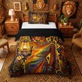 thumbnail image 1 of Castle Fairy Ethnic Lantern African Woman Twin Duvet Cover,Tribal Mask Pattern Twin Bedding,Orange Black Rainbow,Grey Reversible,1 Duvet Cover and 1 Pillowcase, 1 of 6