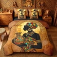 thumbnail image 1 of Castle Fairy Ethnic Silhouette Lady With Pot King Bedding 7pcs,Vintage Circular Mandala Design King Bed in a Bag,Orange Teal Yellow,Black Reversible, 1 of 7
