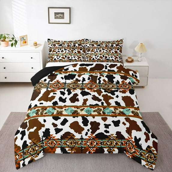 Castle Fairy 2-Piece Twin Size Comforter Set, Cow and Aztec Western Print
