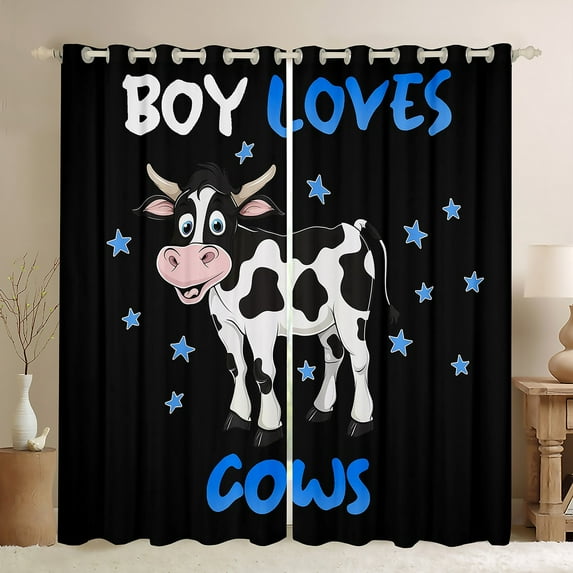 Castle Fairy Farmhouse Animal Cows Curtains Pack Of 2 (42X84 Each) for Teens,Starry Sky Curtains Blackout,Rustic Lodge Bedroom Curtains,Lightweight Room Decor