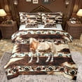 thumbnail image 1 of Castle Fairy Farmhouse Animal Horse Cow Print Bedding Comforter Set 7 Pieces for Teens Adults,Bohemian Western Aztec Full Bedding Set Lightweight,Exotic Style Fitted Sheet Flat Sheet, 1 of 8