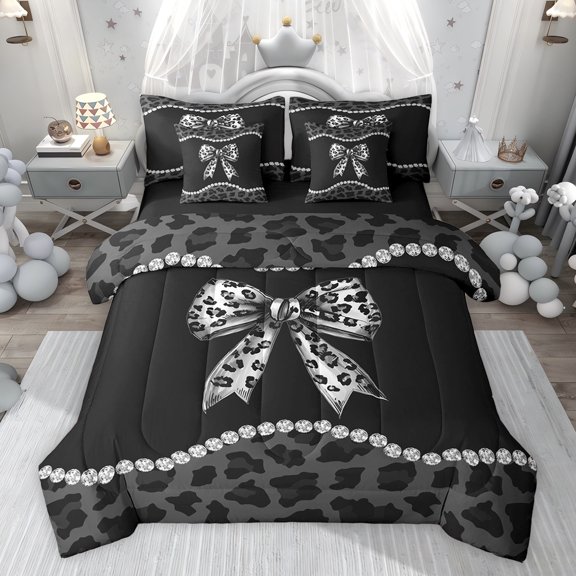 Castle Fairy Fashion Ribbon Bowtie Bedding Comforter Set,Bling Crystal King Bedding Sets