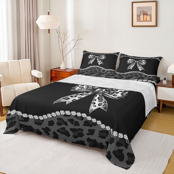 Castle Fairy Fashion Ribbon Bowtie Twin Sheet Sets,Bling Crystal Bedding