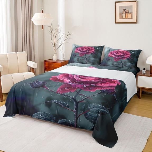 Castle Fairy Female Floral Rose Bed Sheets,Romantic King Sheets