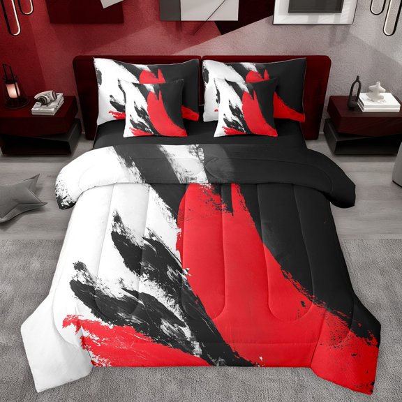 Castle Fairy Female Men Abstract Oil Painting Twin Bedding Sets 7-Piece,Graffiti Splash Bedding Comforter Set Microfiber,Retro Vintage Minimalist Breathable Sheet Sets,Luxury Bedroom Decor