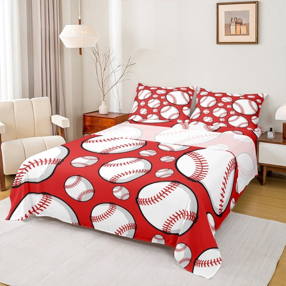 Castle Fairy Female Men Adults Baseball Game Twin Sheet Sets 3pcs,Sport Theme Twin Fitted Sheet Microfiber,Ball Gaming Breathable Flat Sheet,Luxury Bedroom Decor